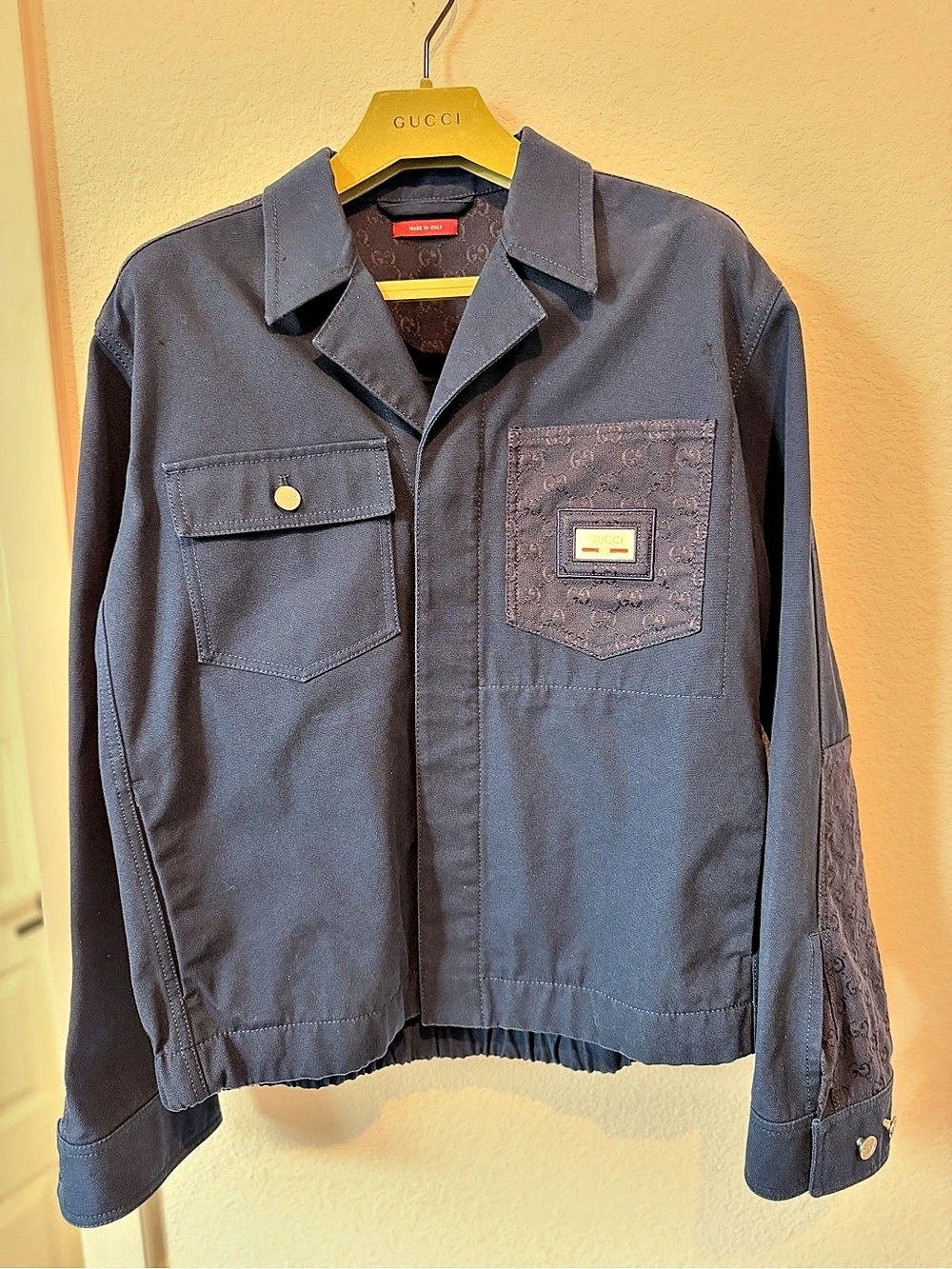 Gucci GG Linen-Blend Canvas Jacket Cotton Black Waist 46 (US 36)